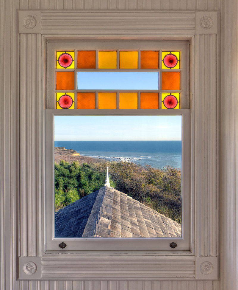 Stain glass window, ALEXANDER E. ORR HOUSE, TICK HALL, Shingle Style, summer house, Montauk, McKim Mead & White